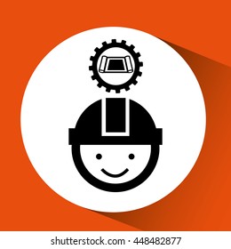 industry construction man working icon vector illustration