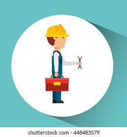 industry construction man working icon vector illustration