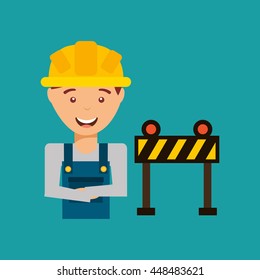 industry construction man working icon vector illustration