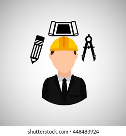 industry construction man working icon vector illustration