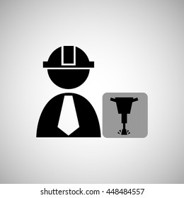 industry construction man working icon vector illustration