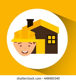 industry construction man working icon vector illustration
