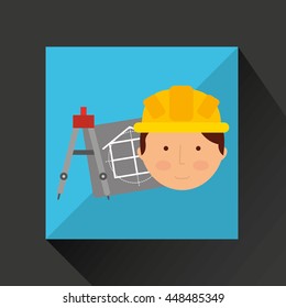 industry construction man working icon vector illustration