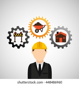 industry construction man working icon vector illustration