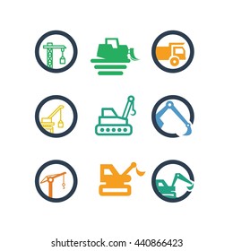 Industry Contractor Construction Mining Business Transport Vector Icon Logo Illustration