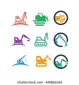 Industry Contractor Construction Mining Business Transport Vector Icon Logo Illustration