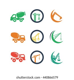 Industry Contractor Construction Mining Business Transport Vector Icon Logo Illustration