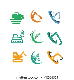 Industry Contractor Construction Mining Business Transport Vector Icon Logo Illustration