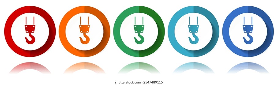 Industry, crane, counstruction vector icons, flat icon set for logo design, webdesign and mobile applications, colorful web button collection in eps 10