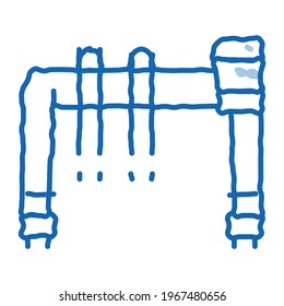 vector de icono de esbozo de grúa industrial. Señal de la grúa de la industria del doodle azul dibujada a mano. ilustración de símbolo aislado