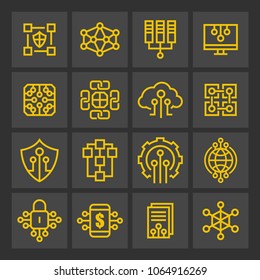 IT industry cryptographic - minimal thin line web icon set. Outline icons collection. 
Simple vector illustration.