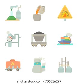 Industry delivery icons set. Cartoon set of 9 industry delivery vector icons for web isolated on white background
