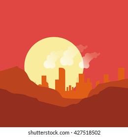 Industry design. Factory icon. Flat illustration