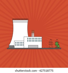 Industry design. Factory icon. Flat illustration