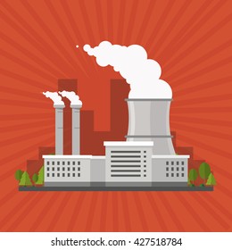 Industry design. Factory icon. Flat illustration