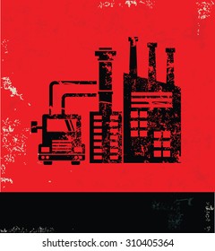 Industry design on red background, grunge vector