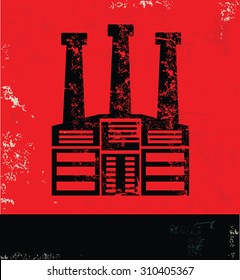 Industry design on red background, grunge vector