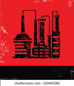Industry design on red background, grunge vector