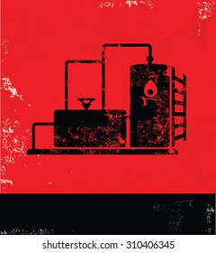 Industry design on red background, grunge vector