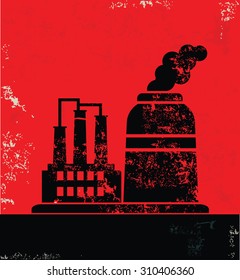 Industry design on red background, grunge vector