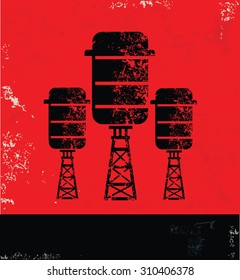 Industry design on red background, grunge vector