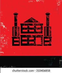Industry design on red background, grunge vector