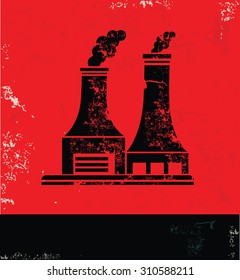 Industry design on red background, grunge vector