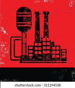 Industry design on red background, grunge vector