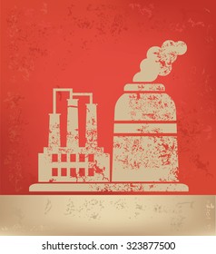 Industry design on red background, grunge vector