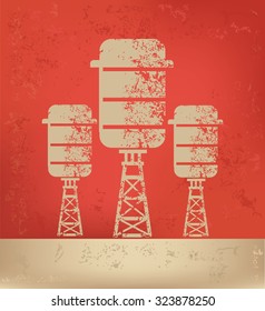Industry design on red background, grunge vector