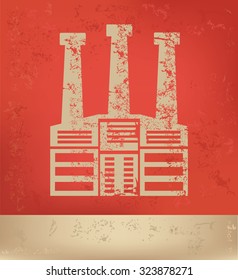 Industry design on red background, grunge vector