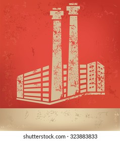 Industry design on red background, grunge vector