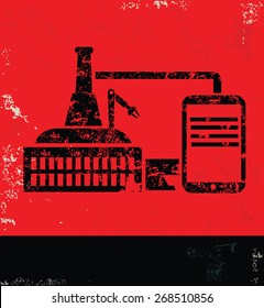 Industry design on red background,grunge vector