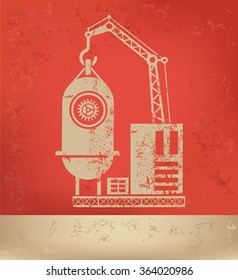 Industry design on red background,grunge vector