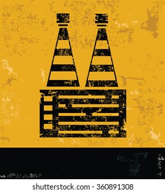 Industry design on yellow background,grunge vector