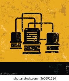 Industry design on yellow background,grunge vector