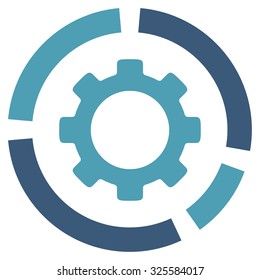 Industry Diagram vector icon. Style is bicolor flat symbol, cyan and blue colors, rounded angles, white background.