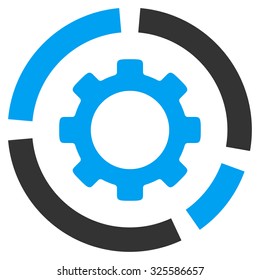 Industry Diagram vector icon. Style is bicolor flat symbol, blue and gray colors, rounded angles, white background.