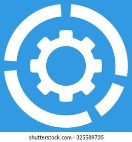 Industry Diagram vector icon. Style is flat symbol, white color, rounded angles, blue background.