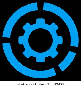 Industry Diagram vector icon. Style is flat symbol, blue color, rounded angles, black background.