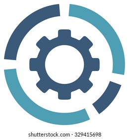 Industry Diagram vector icon. Style is bicolor flat symbol, cyan and blue colors, rounded angles, white background.