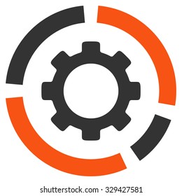 Industry Diagram vector icon. Style is bicolor flat symbol, orange and gray colors, rounded angles, white background.