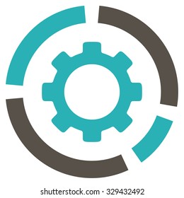 Industry Diagram vector icon. Style is bicolor flat symbol, grey and cyan colors, rounded angles, white background.