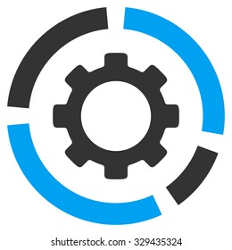 Industry Diagram vector icon. Style is bicolor flat symbol, blue and gray colors, rounded angles, white background.