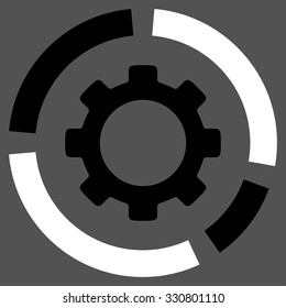 Industry Diagram vector icon. Style is bicolor flat symbol, black and white colors, rounded angles, gray background.