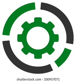 Industry Diagram vector icon. Style is bicolor flat symbol, green and gray colors, rounded angles, white background.
