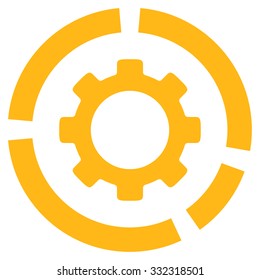 Industry Diagram vector icon. Style is flat symbol, yellow color, rounded angles, white background.