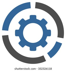 Industry Diagram vector icon. Style is bicolor flat symbol, cobalt and gray colors, rounded angles, white background.