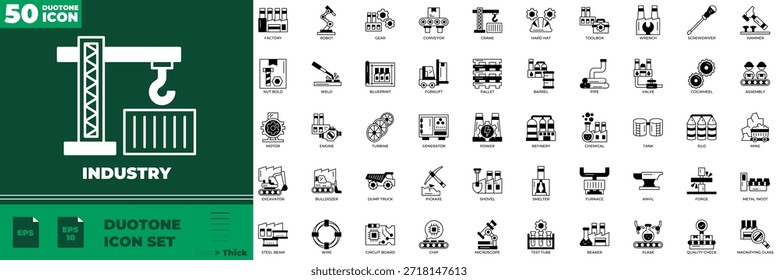 Industria Duotone Conjunto de iconos editables