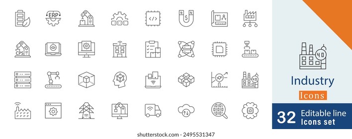 Industry editable outline icons set 